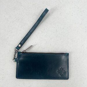 Patricia Nash Blue Leather Wristlet Card Holder With Zipper Closure & Card Slots